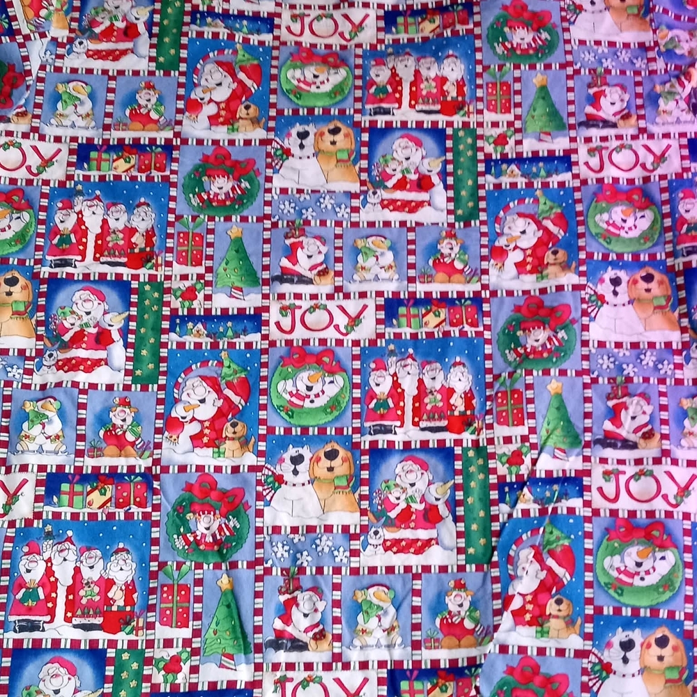 Landau Plus Scrub Top Shirt 2x Festive Holiday Quilt Santa Snowmen 2xl XXL